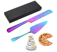 Personalized Custom Engraved Stainless Steel Cake Knife Set Gift Box for Weddings, Birthdays, Anniversaries, Multi-Color and Multi-Occasion Applications (Multicolor)