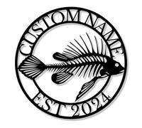 Personalized Custom Fishing Metal Wall Art,Man Cave Sign Fishing Lover Gift for Fisherman Metal Monogram, Address Numbers Signs (Style-4)