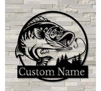 Personalized Custom Fishing Metal Wall Art,Man Cave Sign Fishing Lover Gift for Fisherman Metal Monogram, Address Numbers Signs(Style-2)