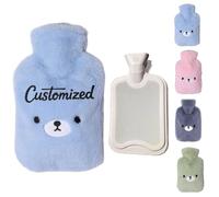 Personalized Custom Hot Water Bottle, Premium Classic Rubber Hot or Cold Water Bottle with Cute Stuffed Bear Cover, hot Water Bottles for Pain Relief, Foot Warmer, Plush Thermos (Sky Blue)