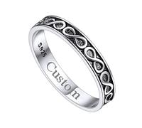 Personalized Custom Ladies Rings Sterling Silver Eternity Band Ring Infinity Jewellery Smoothy Retro Minimal Jewelry Feminine Rings Size S