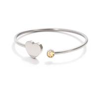 Personalized Custom Memorial Text Heart Birthstone Bracelet, Stainless Steel Engraved Bangle with Personalized Name & Date, Loss of Loved One Sympathy Gift, Heart Jewelry for Him/Her (March)