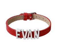 Personalized Custom Name Choker Necklace And Slam Bracelet Set, Punk Gothic Leather Collar Handmade Jewelry For Women Men (Red)