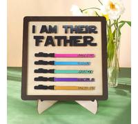 Personalized Custom Name Light Saber I AM THEIR FATHER Wooden Family Sign,Best Dad Ever Plaques Gift for Dad,Custom Gift for Husband From Kids (25x25cm/10x10in)