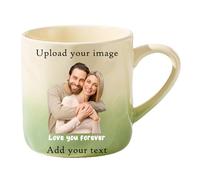 Personalized Custom Photo and Text Mug, A Great Customised Gift for Men, Women, Birthdays, Anniversaries, Valentine's Day, 380ml (Green)