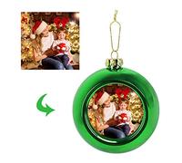 Personalized Custom Photo Ball Ornament DIY Christmas Tree Ball with Photo Hanging Baubles Party Home Decoration Customized Picture Xmas Ball Pendants Gifts for Wedding Party Birthday (Green)