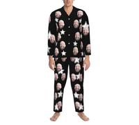 ＨＡＯＡＮＧＺＨＥ Personalized Custom Photo Face Pajama Set, Personalised Women/Men Pajamas with Faces Photo, with Photo Face Personalised Photo PJs, Pajamas Set for Women Men