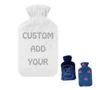 Personalized Custom Photo Hot Water Bottle with Explosion-Proof Plush Cloth Cover, Hot and Cold Therapy Bag, Digital Printing Warming Hand Warmer for Birthday Christmas