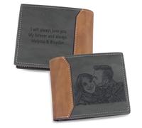 Personalized Custom Photo Leathe Wallets for Men, Engraved Picture and Words of Blessing Mens Wallets, Casual Bifold Wallet Gifts for Boyfriend Fathers Grandpa
