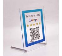Personalized Custom QR Code Sign Acrylic Menu Sign Leave Us A Review QR Code Sign For Business Display Holder Office Desk Photo Display Metal Stand For Store Office Restaurant Hotel