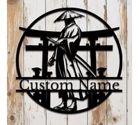 Personalized Custom Samurai Metal Wall Art,Personalized Samurai Name Sign, Martial Arts Lover Name Sign Home Decor (Samurai D)