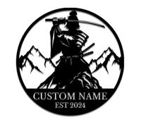 Personalized Custom Samurai Metal Wall Art,Personalized Samurai Name Sign, Martial Arts Lover Name Sign Home Decor (Samurai C)