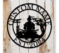 Personalized Custom Samurai Metal Wall Art,Personalized Samurai Name Sign, Martial Arts Lover Name Sign Home Decor (Samurai B)
