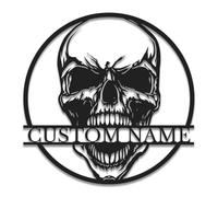 Personalized Custom Skull Metal Sign, Custom Name Gothic Wall Art, Skull Lover Gift, Edgy Home Decor, Man Cave Metal Decor (Style-3)