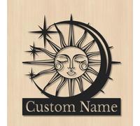 Personalized Custom Sun and Moon Metal Wall Art, Celestial Wall Decor, Modern Hanging Sign, Aesthetic Room Decor, Personalized Cosmic Gift (Style-2)