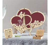 Personalized Custom Text Heart Wedding Guest Book Alternative with 30-100pcs Wooden Hearts,Wood Wedding Guestbook Sign, Anniversary Wedding Sign in Book for Ceremony and Reception (Double Love -1)