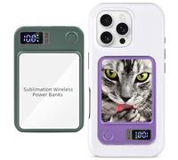 Personalized Custom Thermal Transfer Magnetic Power Bank, Thermal Sublimation Wireless Bank, Portable Power Bank 5000 MAh with LED Display, Compatible Smartphones Tablets (Green)
