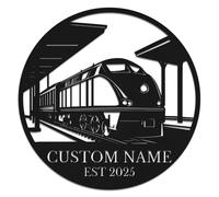 Personalized Custom Train Metal Wall Decor,Train Split Letter Monogram Sign, Custom Train Sign, Railroad Decor, for Home Office, Indoor Outdoor Decor (Style-8)