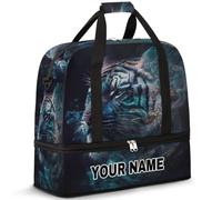 Personalized Custom Travel Duffel Bag for Women Men, Personalized Customized Sports Gym Bag with Shoe Compartment, Foldable Dance Bag Weekender Overnight Bags, Foggy Animal Tiger, Foggy Animal Tiger,