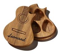 Personalized custom wooden storage box with three guitar paddles, serving as both a stable "home" for paddles and A Gift of Texture Dedicated to Every Music Enthusiast (Guitar BOx-1)