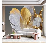 Personalized Customization Wall Mural Elegant Golden Feathers Luxury Abstract Art SelfAdhesive Wall Fabric Removable for Home Office Decor