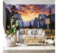 Personalized Customization Wall Mural SelfAdhesive Removable Fabric Yosemite Valley Majestic Mountain Waterfall Serene Landscape Large Wall Sticker Decor for Living Room