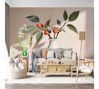 Personalized Customization Wall Mural White Vase Branch Red Berries Green Leaves Artistic Still Life SelfAdhesive Wall Fabric Removable for Home Office Decor