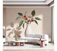 Personalized Customization Wall Mural White Vase Orange Fruits Leaves Botanical Still Life Realistic Art SelfAdhesive Wall Fabric Removable for Home Office Decor