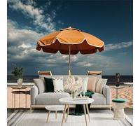 Personalized Customization Wall Sticker Mural，Beach Umbrella Chairs Ocean Sand Beach Seascape，Removable SelfAdhesive Wall Fabric Large Photo Wallpaper for Living Room Bedroom