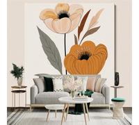 Personalized Customization Wall Sticker Mural，Bohemian Floral Art Mid Century Modern Poppy Botanical，Removable SelfAdhesive Wall Fabric Large Photo Wallpaper for Living Room Bedroom