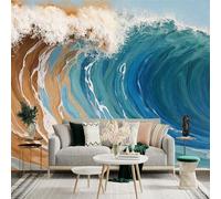 Personalized Customization Wall Sticker Mural，Ocean Wave Beach Seascape Coastal，Removable SelfAdhesive Wall Fabric Large Photo Wallpaper for Living Room Bedroom