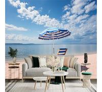 Personalized Customization Wall Sticker Mural，Summer Beach Ocean Waves Blue Sky Clouds，Removable SelfAdhesive Wall Fabric Large Photo Wallpaper for Living Room Bedroom