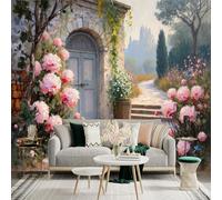 Personalized Customization Wall Sticker Mural，Vintage Garden Roses Archway Castle Path，Removable SelfAdhesive Wall Fabric Large Photo Wallpaper for Living Room Bedroom