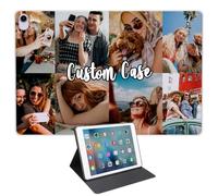 Personalized Customized Case for iPad mini 7th A17 Pro 2024/6th 2021,Drop-Resistant Leather Flip Smart Cover for iPad mini 7th/6th 8.3 Inch,Auto Wake/Sleep,Custom Multi-Picture Collage Photo Text