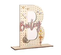 Personalized Customized Letter Earring Holder Wooden Earring Stand Solid Wood Earring Holder Gifts for Women Girls Girlfriend Mom (A(In the middle))