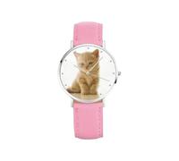 Personalized Customized Photo Watch for Men Women Custom Picture Watch Unique Gift for Valentine's Day, Anniversary (36mm dial-Pink-Leather Strap)