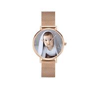 Personalized Customized Photo Watch for Men Women Custom Picture Watch Unique Gift for Valentine's Day, Anniversary (40mm dial-Gold-mesh Strap)