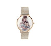Personalized Customized Photo Watch for Men Women Custom Picture Watch Unique Gift for Valentine's Day, Anniversary (40mm dial-Rose Gold-mesh Strap)