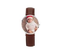 Personalized Customized Photo Watch for Men Women Custom Picture Watch Unique Gift for Valentine's Day, Anniversary (36mm dial-Brown-Leather Strap)