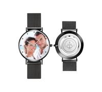 Personalized Customized Photo Watch for Men Women Custom Picture Watch Unique Gift for Valentine's Day, Anniversary (40mm dial-Black-mesh Strap)