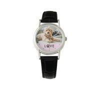 Personalized Customized Photo Watch for Men Women Custom Picture Watch Unique Gift for Valentine's Day, Anniversary (36mm dial-Black-Leather Strap)