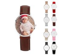 Personalized Customized Photo Watch, Personalised Photo Gifts, Japanese Quartz Movement, Custom Picture Watch Unique Gift for Valentine's Day, Anniversary (36mm, Brown)