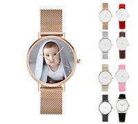 Personalized Customized Photo Watch, Personalised Photo Gifts, Japanese Quartz Movement, Custom Picture Watch Unique Gift for Valentine's Day, Anniversary (40mm, Gold)