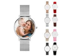 Personalized Customized Photo Watch, Personalised Photo Gifts, Japanese Quartz Movement, Custom Picture Watch Unique Gift for Valentine's Day, Anniversary (40mm, Silver)