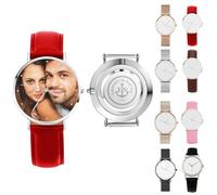 Personalized Customized Photo Watch, Personalised Photo Gifts, Japanese Quartz Movement, Custom Picture Watch Unique Gift for Valentine's Day, Anniversary (36mm, Red)