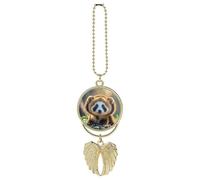Personalized Cute Animal Car Rearview Mirror Ornament Double Side Custom Photo Picture Car Hanging Pendant Accessories Alloy Angel Wings Vehicle Decoration Golden