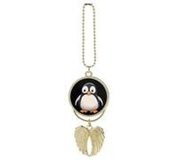 Personalized Cute Bird Car Rearview Mirror Ornament Double Side Custom Photo Picture Car Hanging Pendant Accessories Alloy Angel Wings Vehicle Decoration Golden