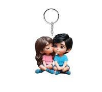 Personalized Cute Cartoon Couple Acrylic Keychain Custom Matching Couples Kiss Key Ring for Him Her Husband Wife Novelty Cartoon Keychain Pendant for Anniversary Valentine's Day Birthday Wedding
