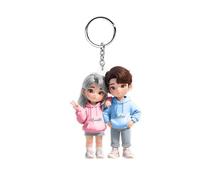 Personalized Cute Cartoon Couple Keychain Custom Kissing Hugging Portrait Keychain Valentine's Wedding Gift For Wifey Hubby (B1)