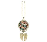 Personalized Cute Christmas Socks Car Rearview Mirror Ornament Double Side Custom Photo Picture Car Hanging Pendant Accessories Alloy Angel Wings Vehicle Decoration Golden